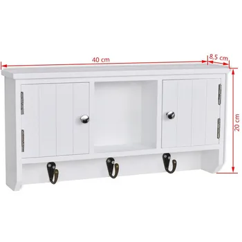 

Key Cabinet Modern Elegant Two Compartments And a Middle Shelf Key Storage Cabinet With Three Hanging Hooks Livingroom Furniture