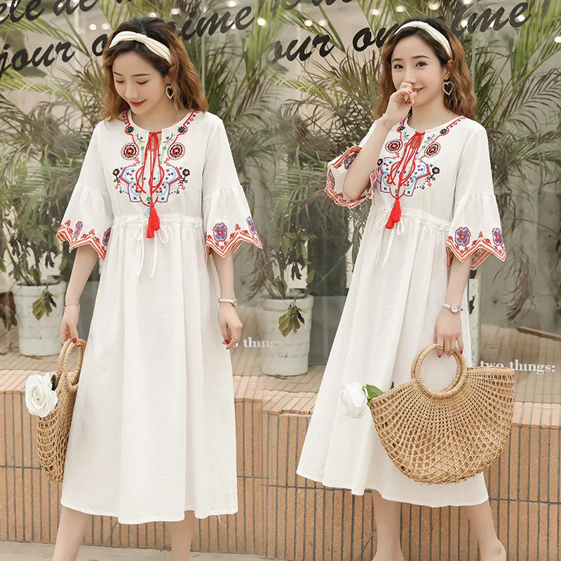 

2019 Maternity Clothes Summer Wear New Style Maternity Dress Loose-Fit Fashion Models Freaky Spring And Autumn National Style Co