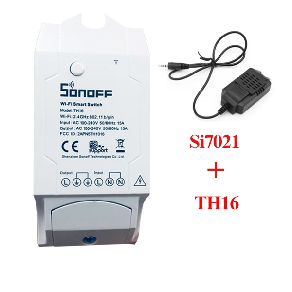 TH16 and Si7021 Sonoff Th16 Th10 переключатель контроля температуры и влажности WiFi термостат умный переключатель, модуль домашней автоматизации через Google Home - Комплект: TH16 and Si7021