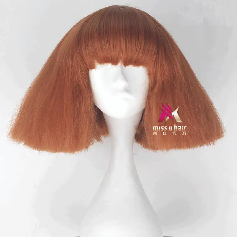 Lady Gaga Wig Black Blonde White Synthetic Hair Cosplay Wig Halloween Party Costume Wigs+wig cap - Цвет: brown orange