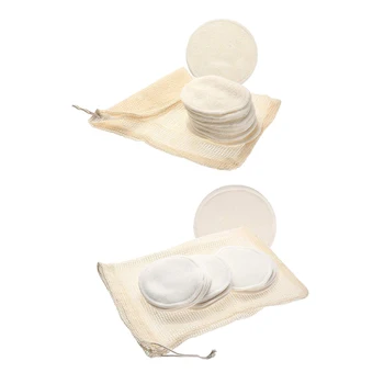 

12Pcs Reusable Organic Bamboo Remover Pads Facial Wash Wipes Washable For The Eye Face Makeup Remover Wipe Makeup Tools