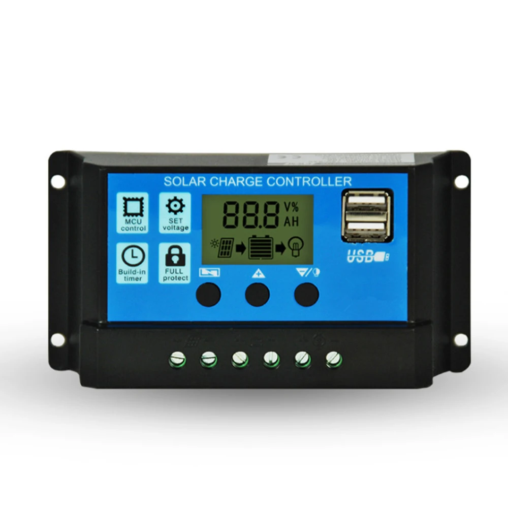 คอนโทรลเลอร์โซลาร์เซลล์ 30A ควบคุมอัจฉริยะ พร้อมจอ LCD
