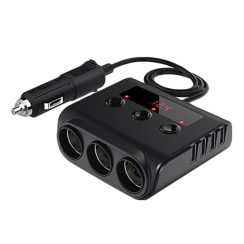 Автомобильное зарядное устройство USB 12V/24V 100W 3 гнезда 4 3.6A/5V выходной порт