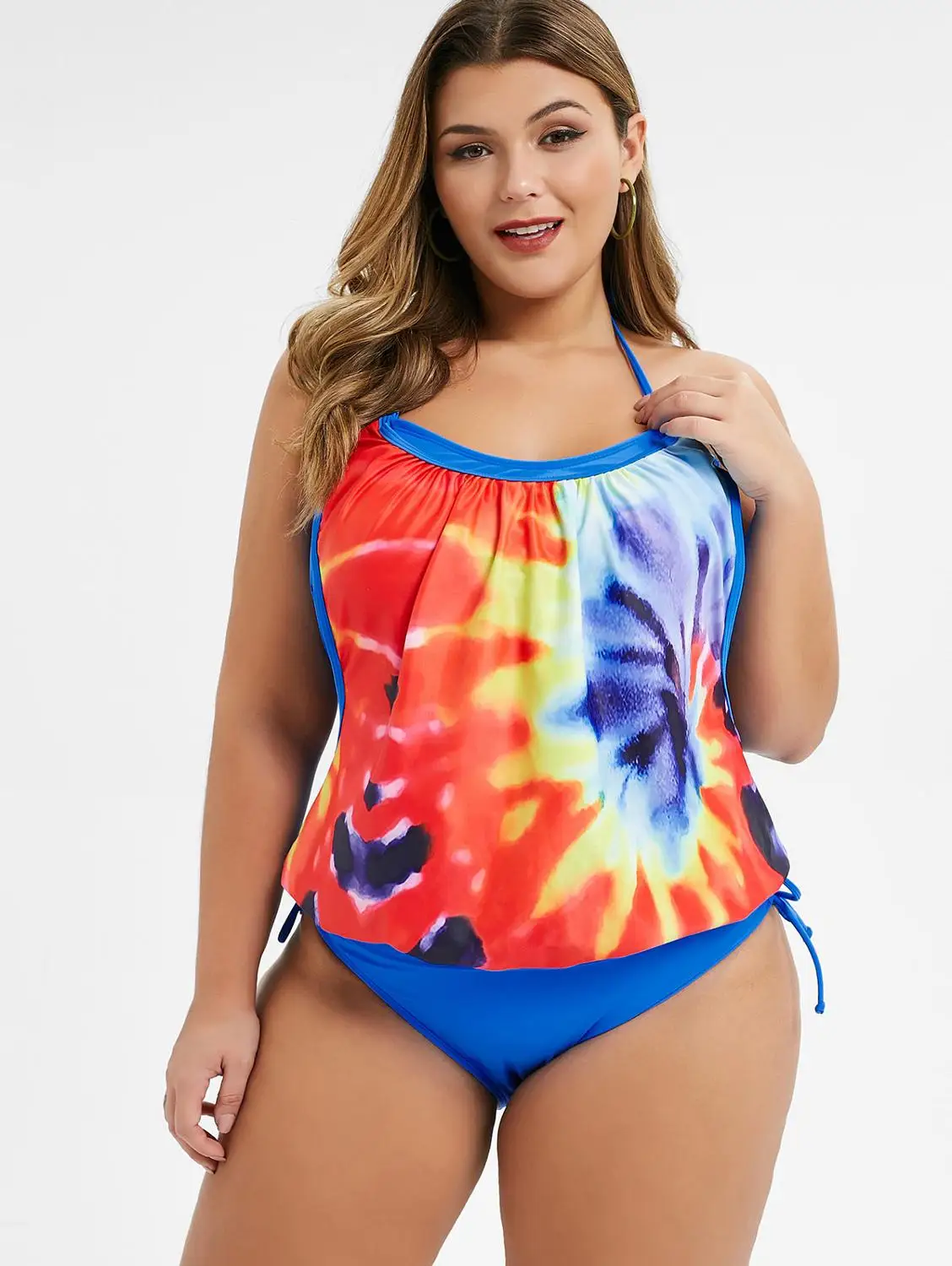 Wipalo Plus Size 5XL Women Set Summer Tropical Halter Open Back Print Tank Top Briefs Casual Two Piece Suits Sexy Beach Wear