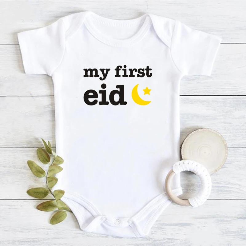 My First Eid Print летний детский комбинезон милые хлопковые комбинезоны с коротким