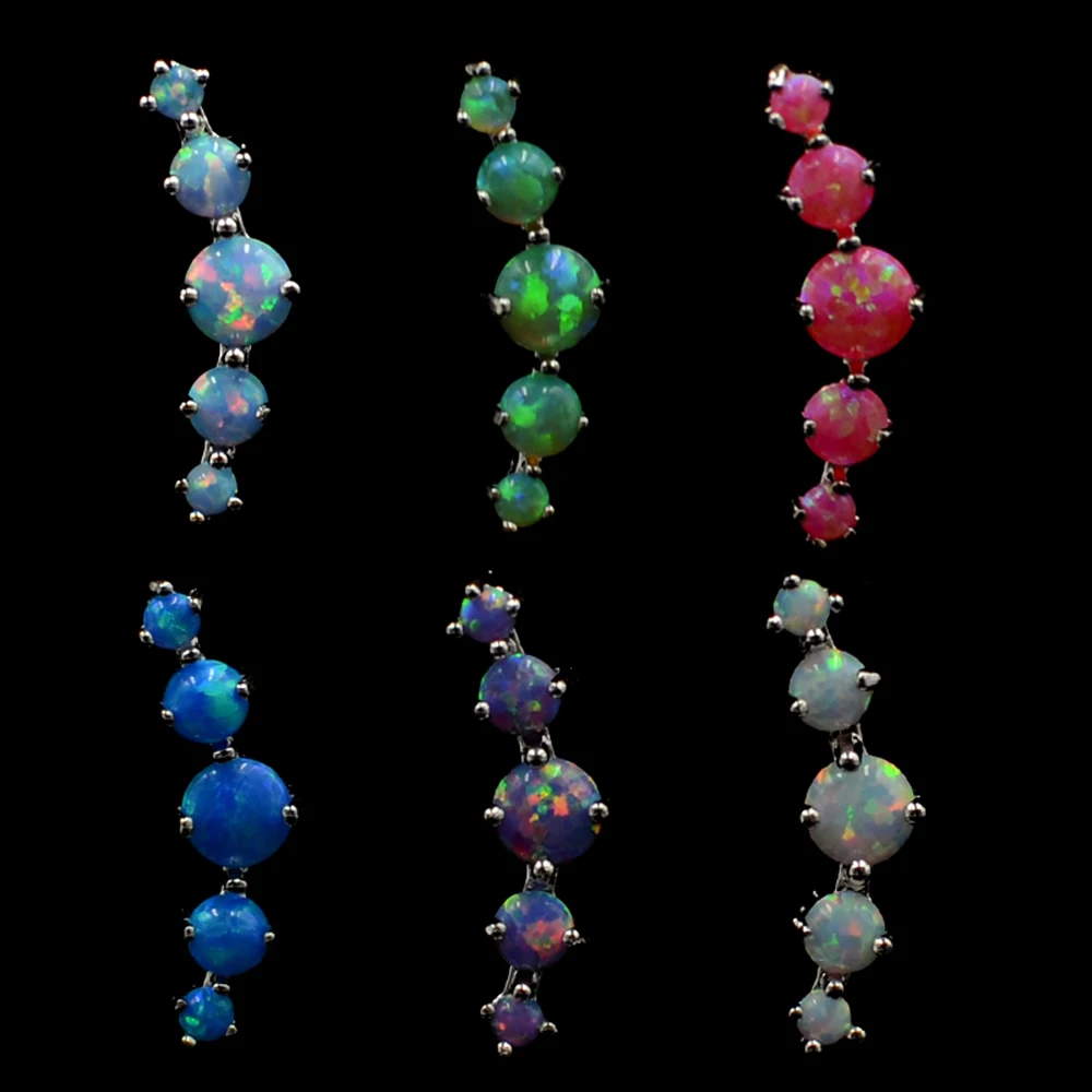 1PC 16g Stainless Steel Opal Prong set Ear Tragus Cartilage Helix Earring Stud Piercing Body Jewelry