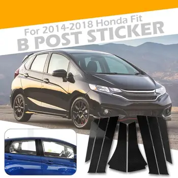 

8 unids/set estilo de coche ventana Columna B Pilar de fibra de carbono de recorte para Honda Fit/Jazz GK5 3rd GEN 2014-2017 eti