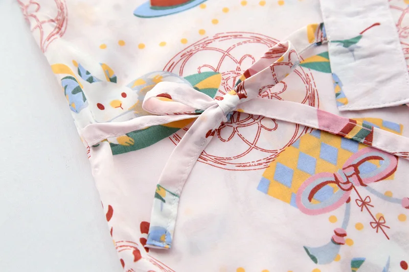 Стиль Bourette Bunny Домашняя одежда искусственный хлопок комплект кимоно с длинным рукавом брюки пижамы Свободная Повседневная Влагоотводящая ткань