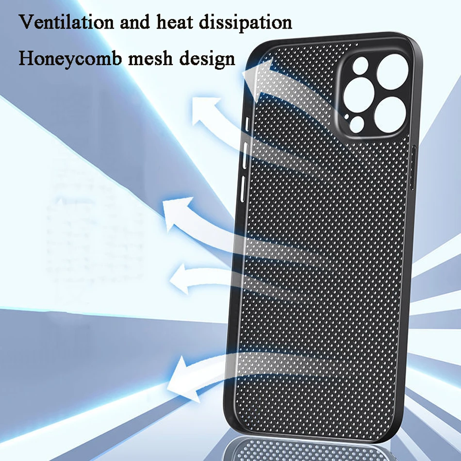 Heat Dissipation Breathable Cooling Case For iPhone 13 12 11 Pro Max XR XS X 8 7 Plus SE 2022 12Pro PP Plain Color Coque Capinha 13 pro cases