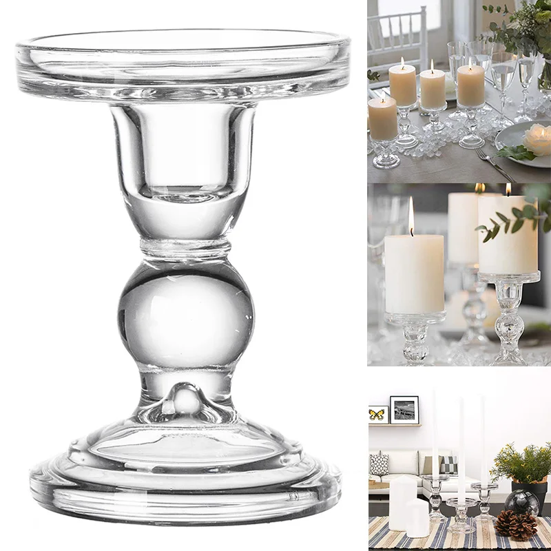 

High Candlestick Transparent Glass Candle Holders Perfect Decoration Candlesticks LBShipping