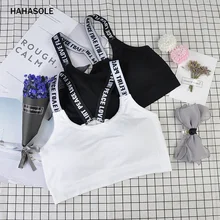 HAHASOLE буквенный спортивный бюстгальтер-топ пуш-ап фитнес-Бюстгальтер для бега йоги нижнее белье хлопковые спортивные топы для женщин бесшовная спортивная одежда HWA4370-2