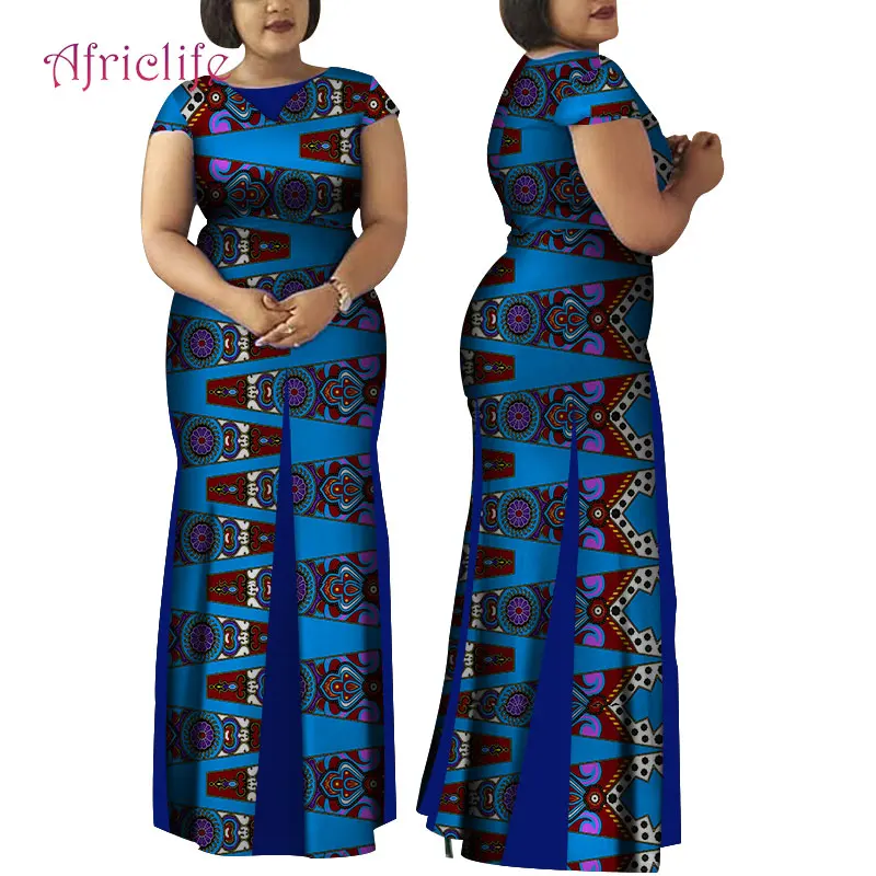 Женское Африканское платье Bazin Riche, Африканское платье, Новое поступление, женское длинное платье-Русалка из чистого хлопка, большие размеры, WY4148 - Цвет: 18