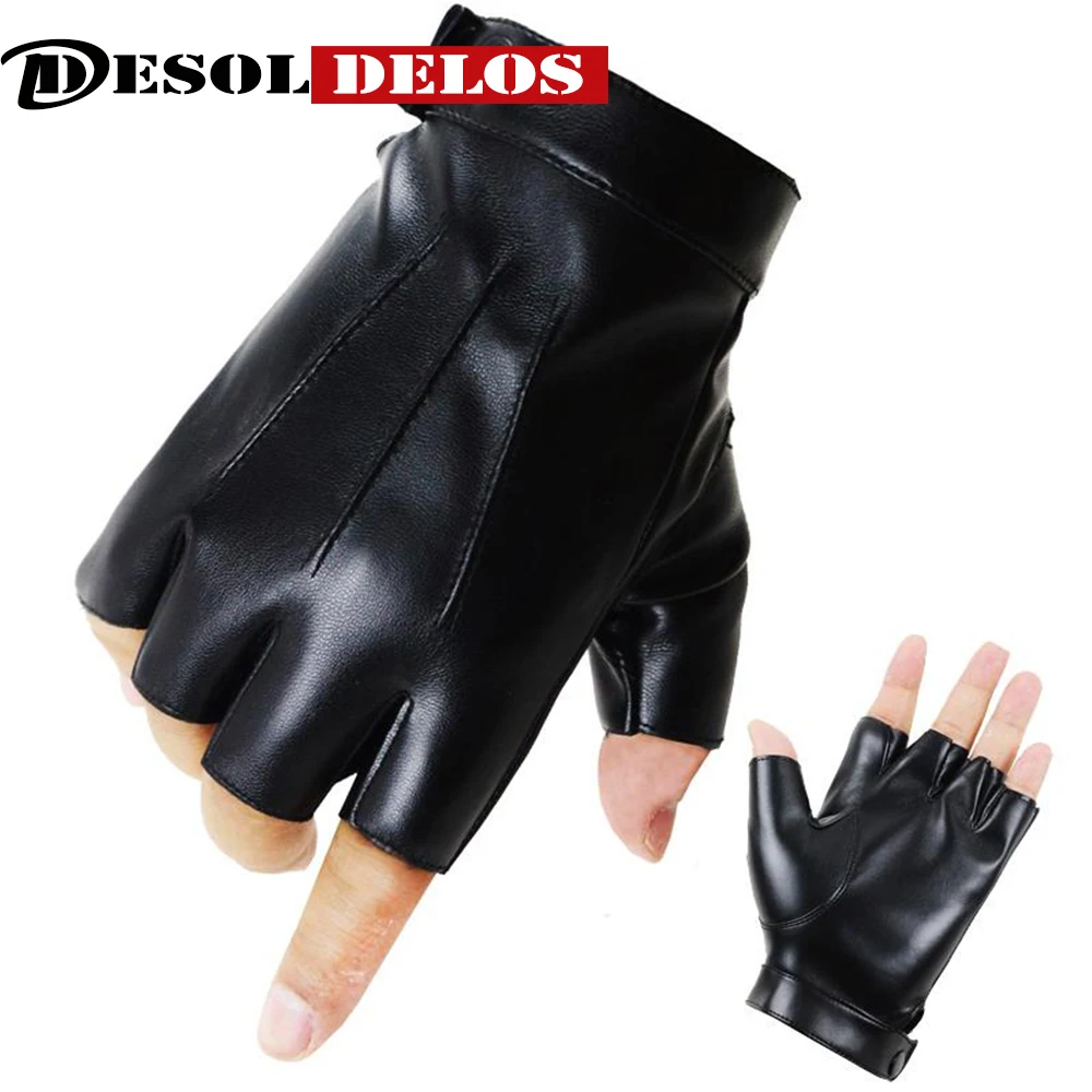 

DesolDelos the Latest High-Quality Semi-Finger PU Leather Gloves Men's Thin Section Driving Fingerless Dancing Gloves R017