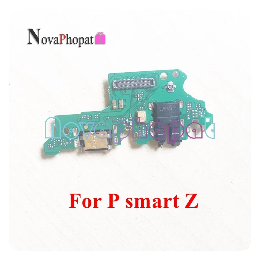 Novaphopat For Huawei P Smart Z Charger Port USB Plug Charging Connect Flex Cable Microphone Headphone Jack Board 10pcs lot