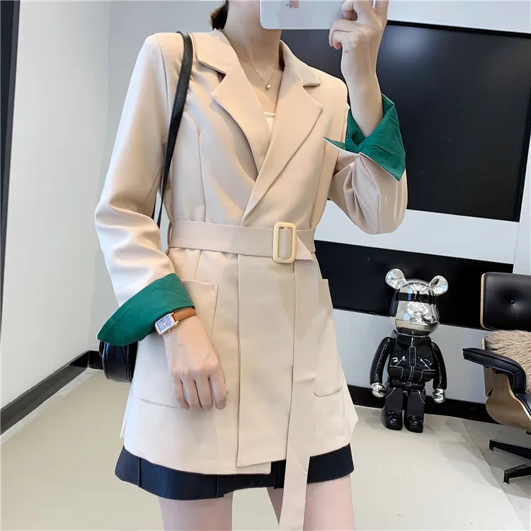 Longblazer Entallado Mujer | Chaqueta Larga Doble Botonadura | Traje De Negocios Elegante | Capa Cuello V Monocolor | Gabardina Para Oficina