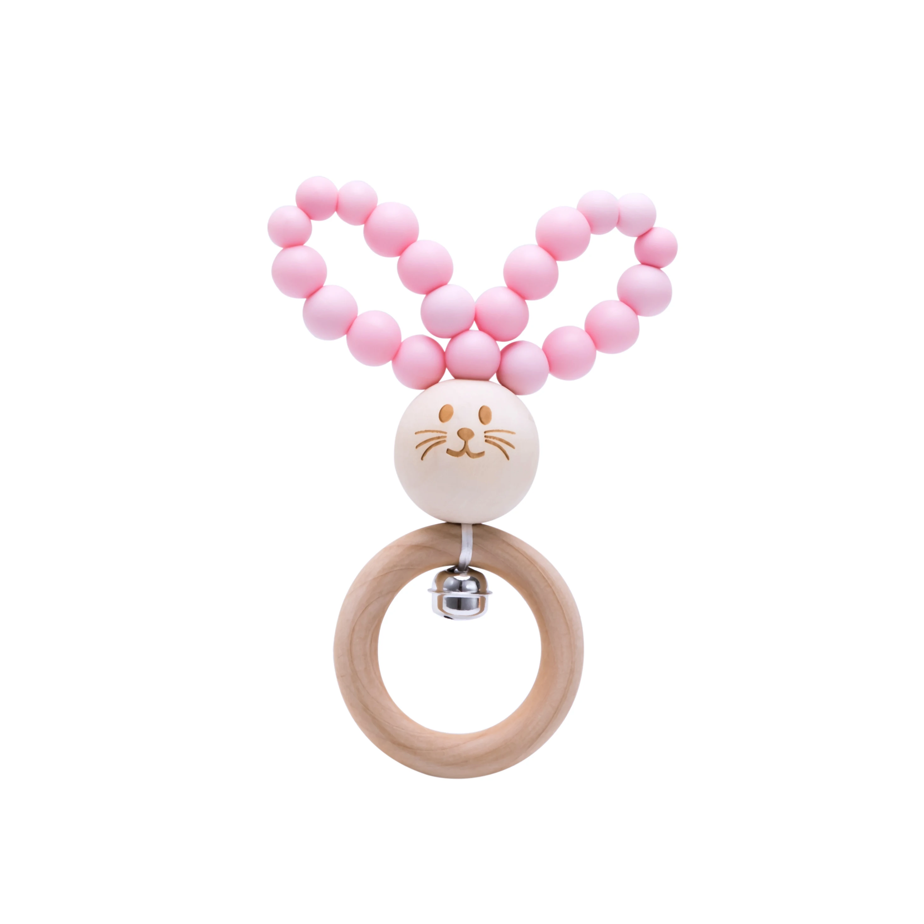 Bopoobo 1 шт. детские погремушки для малышей с рисунком Банни детская музыкальная игрушка для новорожденных Силиконовые бусинки-колокольчики еда без бисфенола-а Класс для ухода за младенцем, производство - Цвет: Candy Pink Bunny