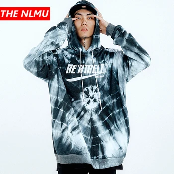 

Hip Hop Loose Hoodies Men Harajuku Print Tie Dye Pullover Hooded Sweatshirts 2019 Streetwear Fashion Tops Male Hoodie WG630