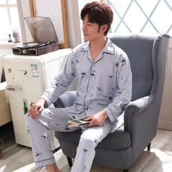 2021 Spring Cotton Pajama For Men Plaid Home Costumes Long Sleeve Male Sleepwear Casual Comfortable Home Men's Clothing 2Pcs/Set
