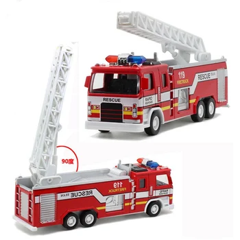 

Children's Simulation Fire Truck Alloy Model Toy Ladder Car Sprinkler Set Children Educational Toy