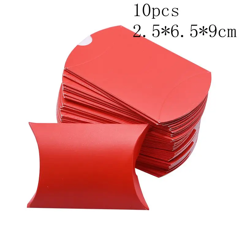 10pcs box red 10 шт. мини-подарочная коробка для конфет на подушку, свадебные подарочные коробки из крафт-бумаги, вечерние подарочные коробки, упаковка для рождественской свадебной вечеринки - Цвет: 10pcs box red