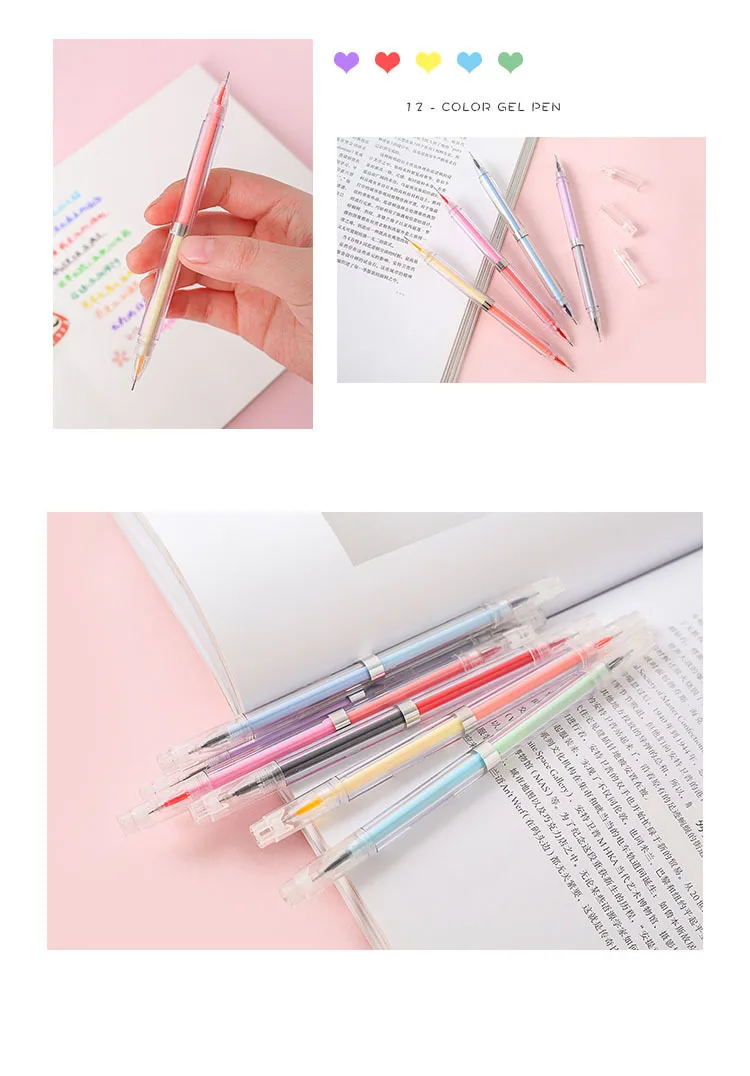 JIANWU 6 шт./компл. 12 видов цветов 0,5 мм Двойные головки арт Творческое моделирование зажим гелевая ручка гладкая ручка с чернилами стандартных цветов kawaii школьные принадлежности