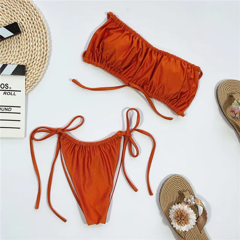 Misswim, бандо, стринги, бикини, набор,, купальный костюм, женский купальник с завязками по бокам, женский летний купальный костюм, купальный костюм, женский