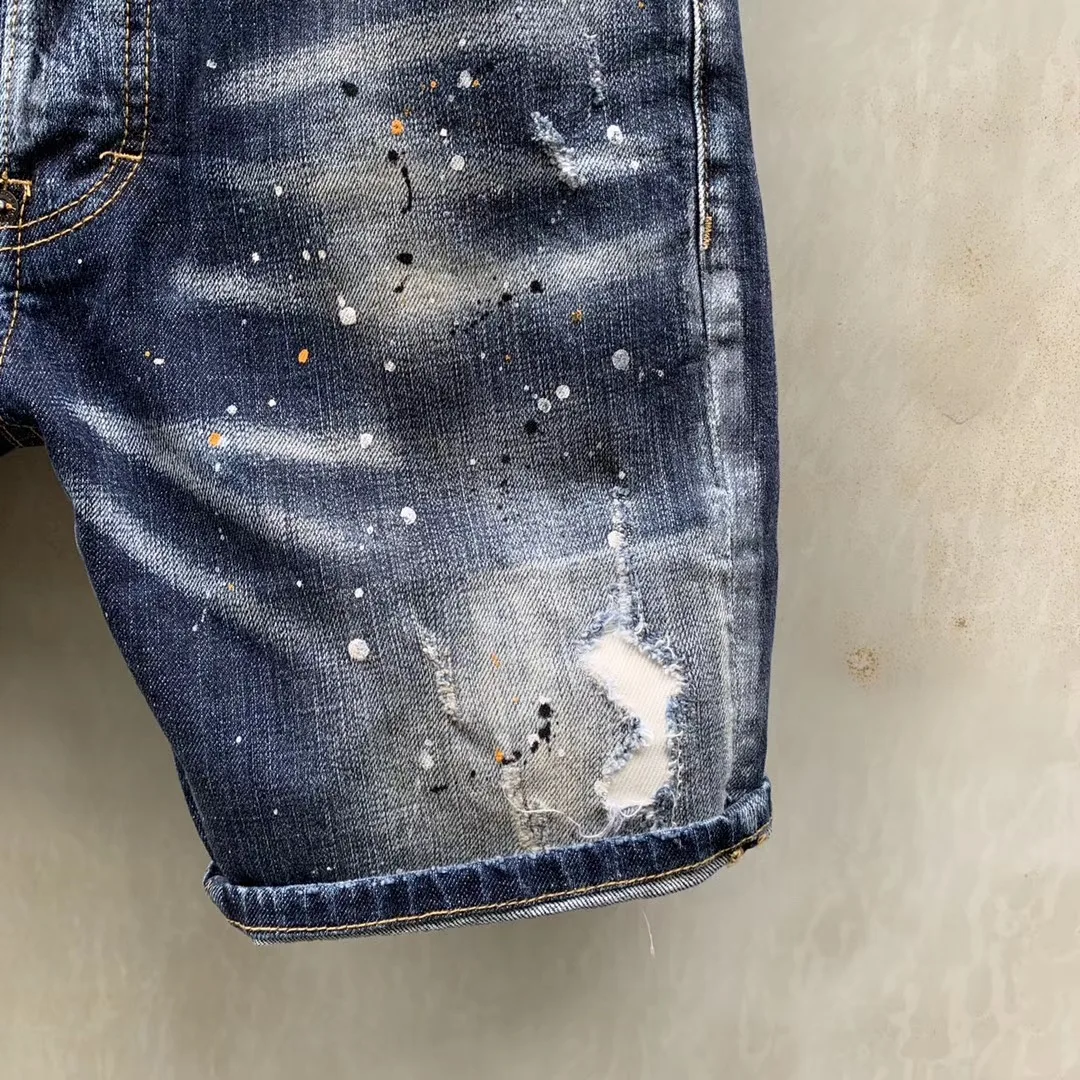 summer Style famous brand dsq Italy jeans men Shorts jeans Slim paint Men denim trousers straight blue hole Shorts jeans for men