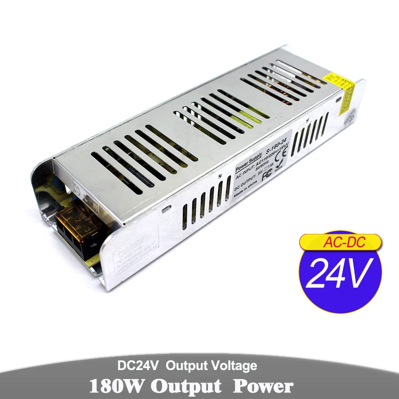 

Mini size Swithing Power Supply Adapter DC24V 7.5A 180W SMPS for LED Strip Light CCTV Stepper MOTOR 3D Printer