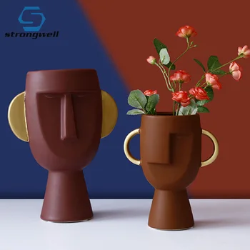 

Strongwell Nordic Ins Morandi Face Ceramic Vase Modern Simplicity Flower Vases Creative Home Decoration Living Room Wedding Gift