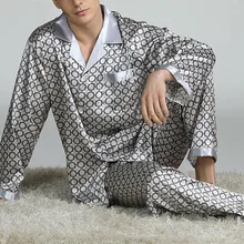 Puimentiua мужские пятна шелк пижамы комплекты пижамы мужские пижамы модерн стиль шелк ночная рубашка дом мужской атлас мягкий уютный сон