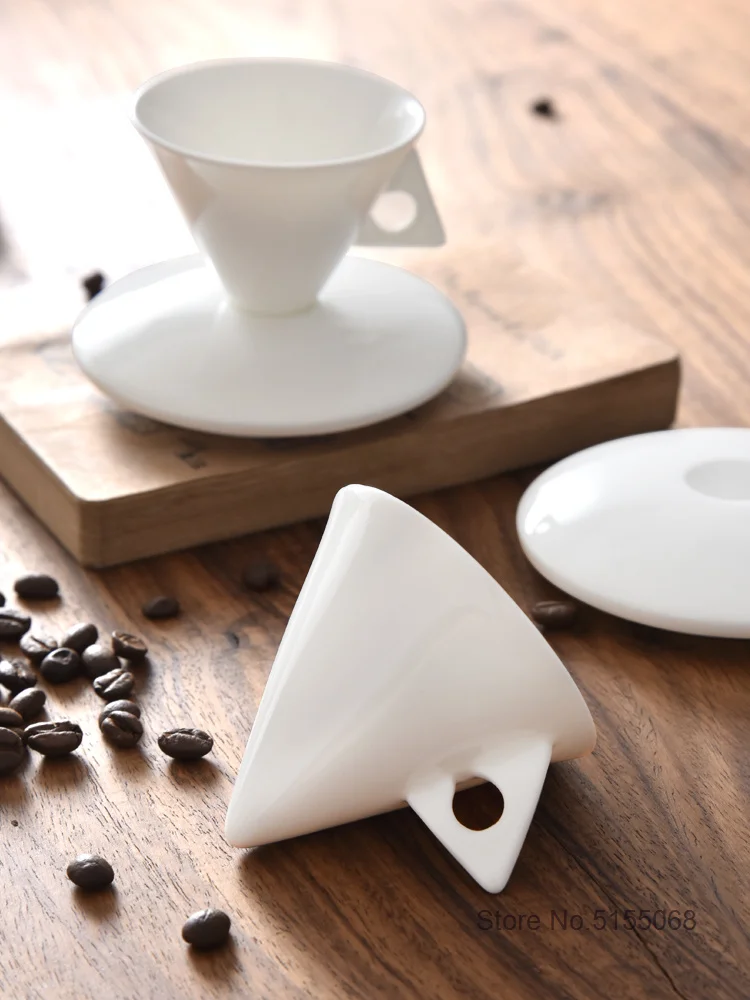 Coarse Pottery Espresso Cups With Base – 6 Oz Handcrafted Triangular Cone Shape Ceramic Mug Set For Coffee & Tea