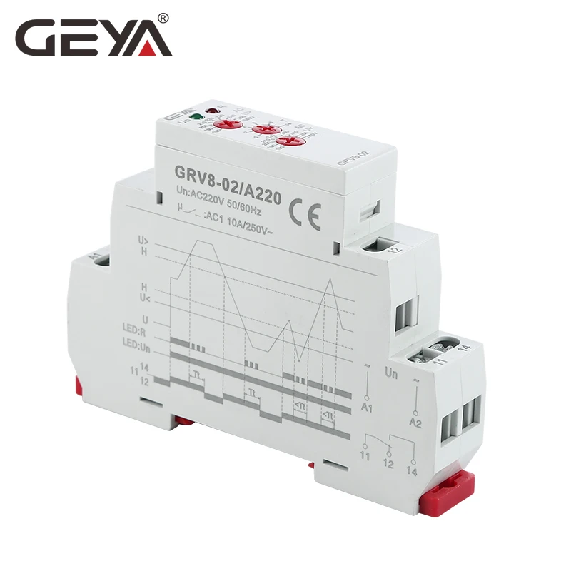 Koop Gratis Verzending GEYA GRV8 02 Voltage Monitor Apparaat overspanning en Onder voltage Bescherming Relais DC 12V 24V 48V 110V 220V 240V
