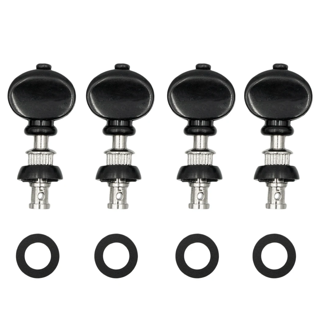 Pack of 4 Straight String Tuning Pegs Pin Black+Silver for Ukulele 4 String Guitar Replacement Parts