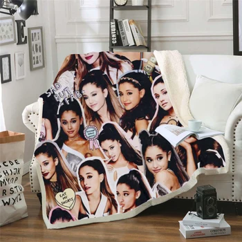 

star Ariana Grand Printed Velvet Plush Blanket Duvet for Kids Girls Sherpa Blanket Travel office Couch Quilt Cover 002