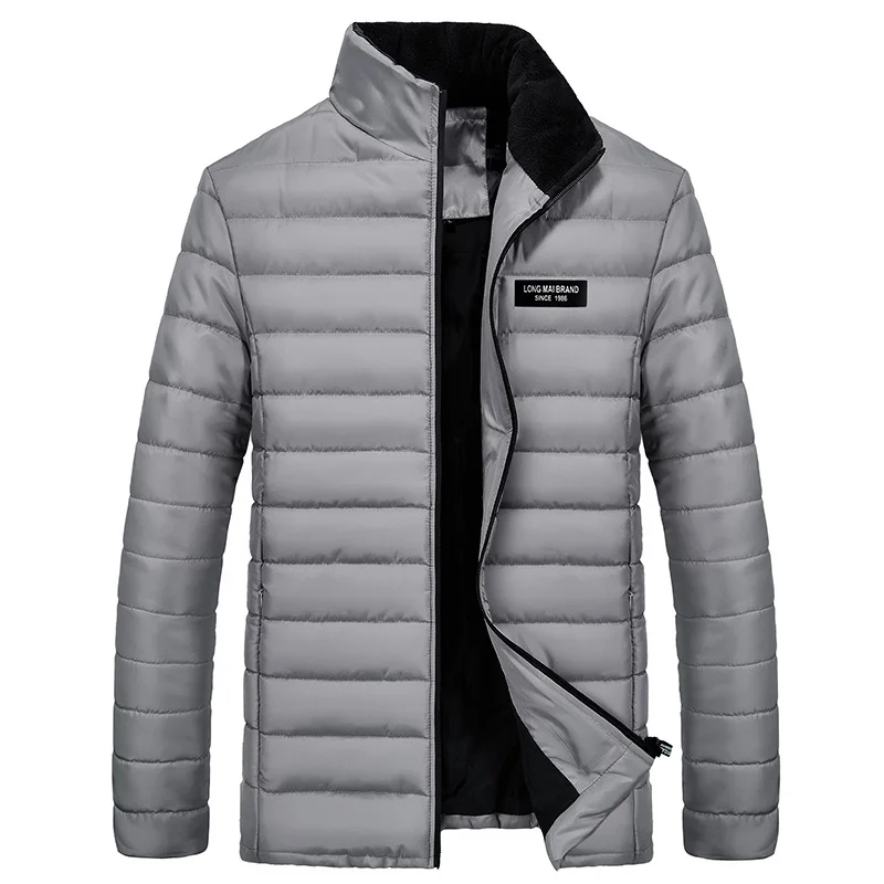 Mens Hooded Jackets Cotton-Padded Overcoat Outerwear Parkas Menswear Winter Thick Warm Casual All-match Man's Coat Parka - Цвет: Gray