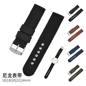 

Military Army Nylon Fabric Canva Wrist Watch Band Strap 18/20/22/24mm 4Color Banda de reloj de women's watches Accessories