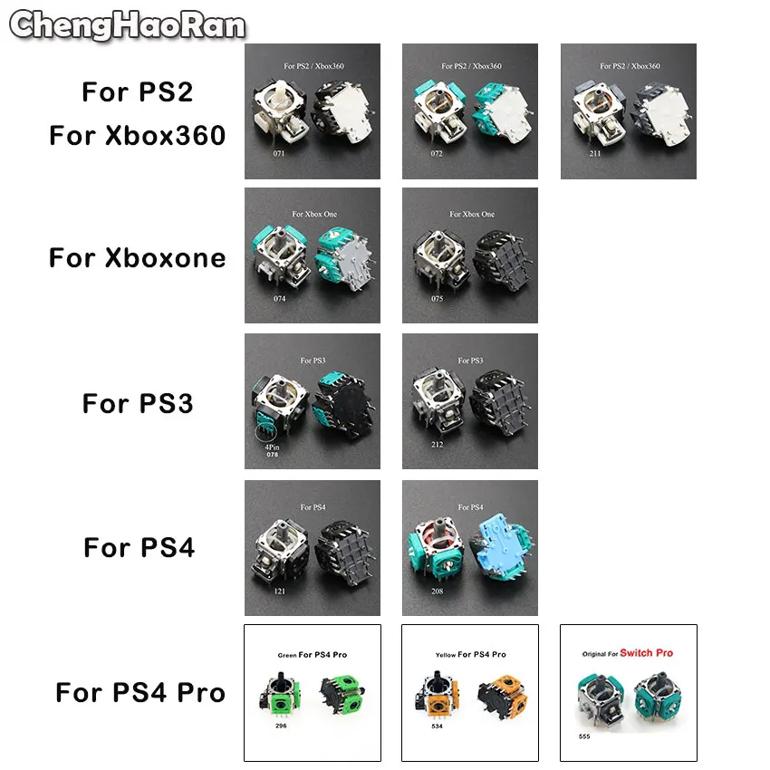 Chenghaoran 1Pc 3D Analog Grips Sticks Joystick Axis Sensor Module Rocker Per Xbox One Xbox360 Ps2 Ps3 Ps4 Switch Pro Controller