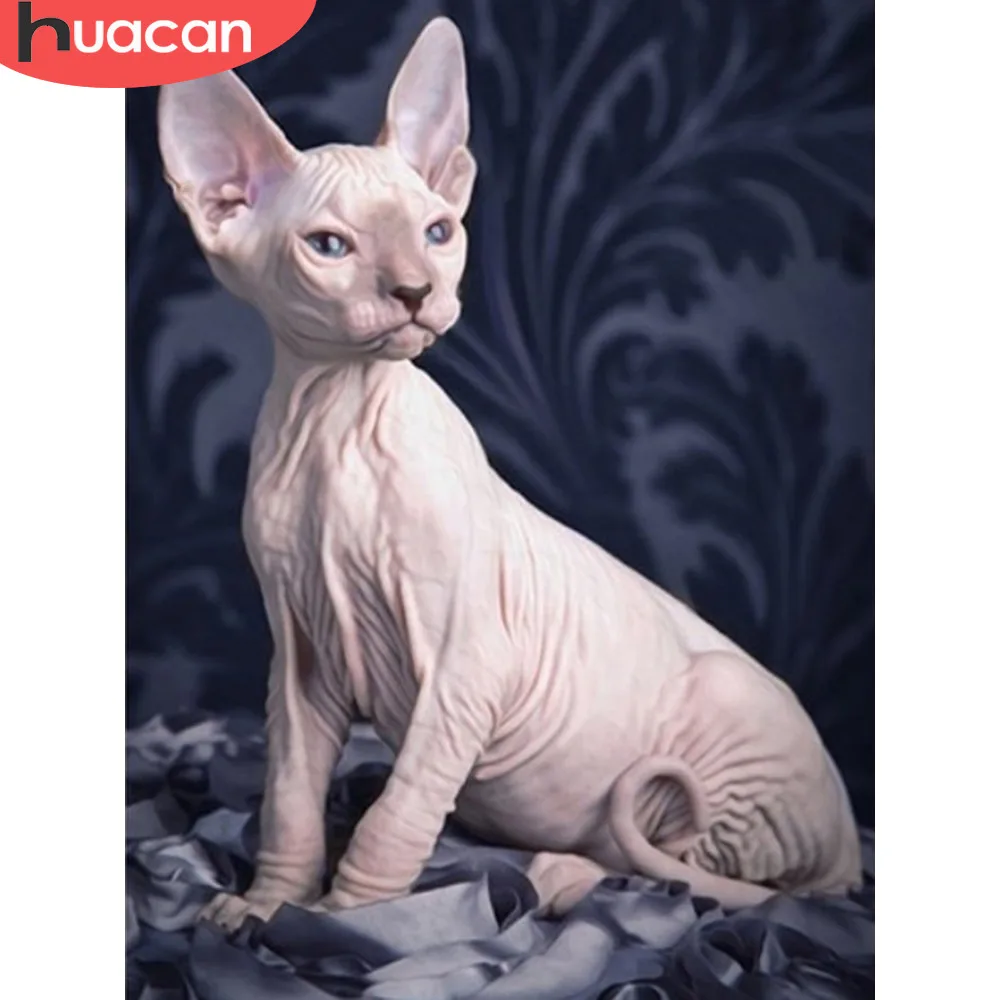 Алмазная вышивка HUACAN кошка рукоделие мозаика картина животные Сфинкс украшения