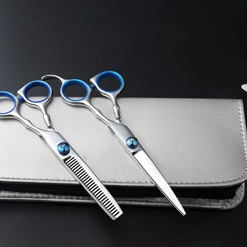 Ножницы для волос, набор 6 дюймов, режущий инструмент для укладки, парикмахерские ножницы, обычные плоские зубчатые лезвия с сумкой