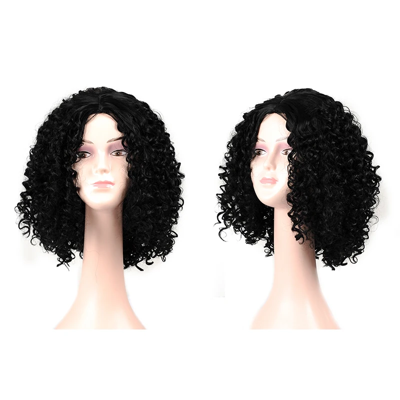 Short Curly Bob Wig For Black Women Afro Kinky Curly Wig Middle Part Heat Resistant Synthetic Wigs Natural Hairline Msglamor