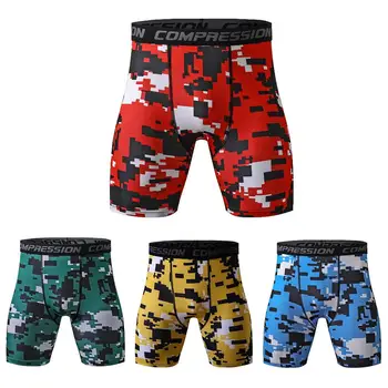 

Men Shorts Camouflage Print Compression Shorts Sweat Absorbent Quick Dry Sports Tights Elastic Waist Shorts