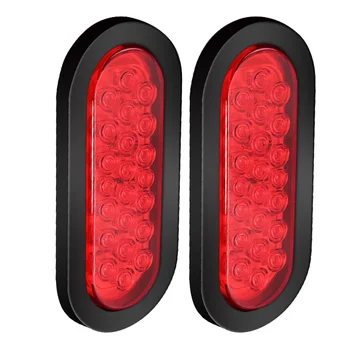 

2pcs 22-LED Oval Red Stop/Turn Signal/Brake/Marker/Tail LED Light, Flush Mount for Truck Trailer Bus 12V