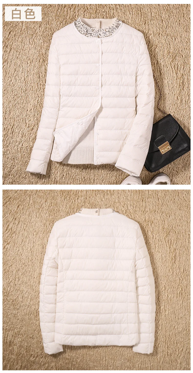 Thin down Jacket Women's Short Autumn And Winter New Style Fashion Korean-style Slim Fit Slimming Thin Crew Neck Coat Large