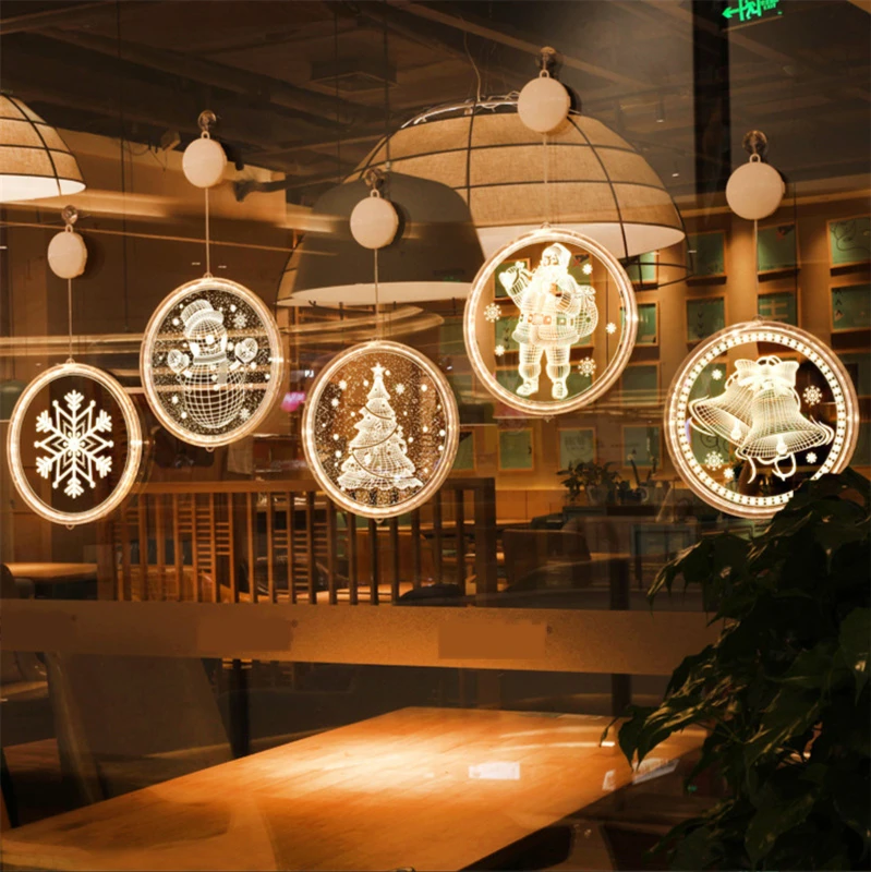 

3d Hanging Lamp Led String Lamp Single Home Decor Modeling Holiday Layout Window Christmas Light For Living Room Indoor Lighting