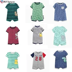 Barboteuse imprimée dessin animé, vêtements d'été pour bébé, manches courtes, combinaisons une pièce courtes, combinaison d'escalade, 6 24M, 2021 