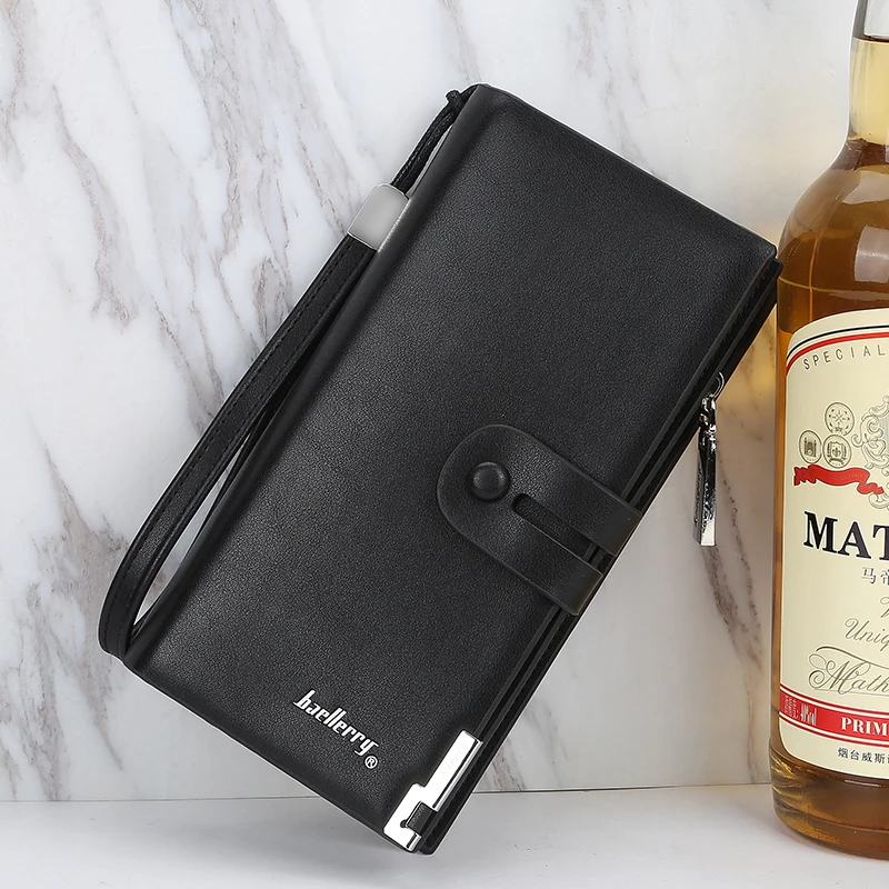 

Men Wallets Brand PU Leather Card Holder Top Quality Long Design Man's Handbag with Clasp Coin Pocket Purse Wallets for Men