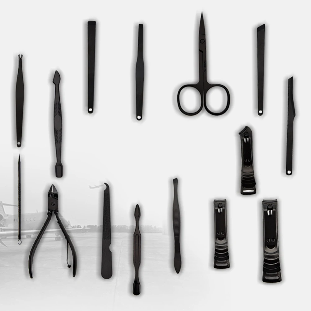 15pcs Stainless Steel Nail Clipper Cutter Scissors Grooming Kit Tweezers Pedicure Manicure Art Tools