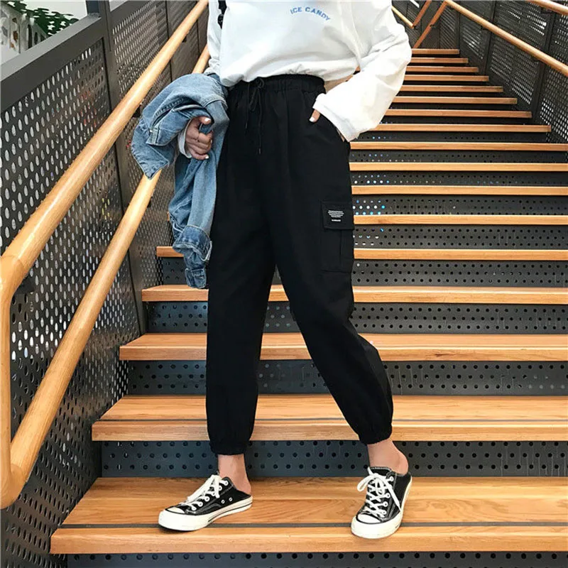 Женские брюки-карго, классические, 2XL, свободные, эластичные, с высокой талией, женские брюки, по щиколотку, подходят ко всему, шикарные, повседневные, модные, Harajuku