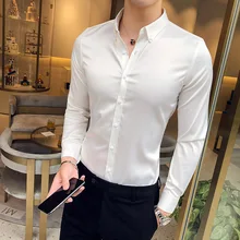 

Mens Shirts Neckline Embroidery Long Sleeve Casual Slim Fit Men Dress Shirts Solid Color Formal Business Social Clothing Blouse
