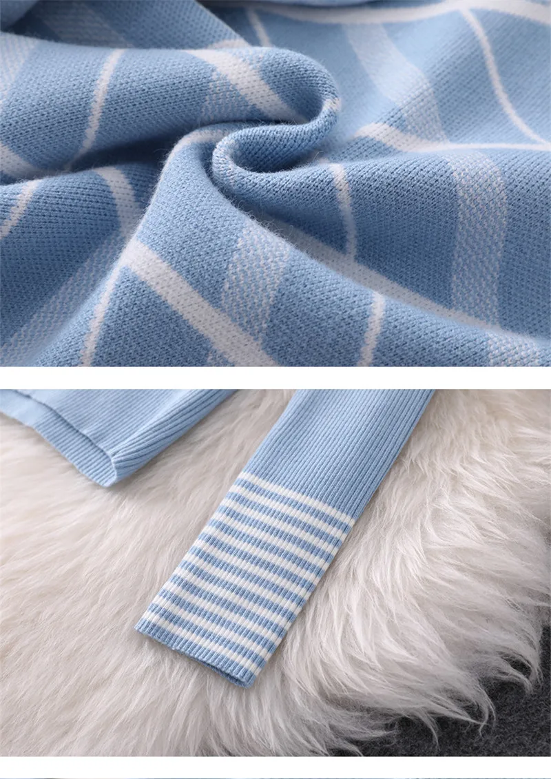 Top Brand Designer Women Sweater Skirt 2Pcs Set 2019 Autumn Winter High Neck Knit Top+Plaid Skirt Suit Set Lady Twinset